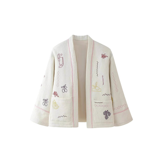 Damen lässige Kimono-Jacke mit einzigartigen Stickereien EB