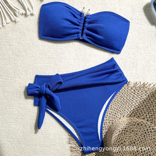 Damen Bandeau-Bikini mit modernem Wickelbund EB