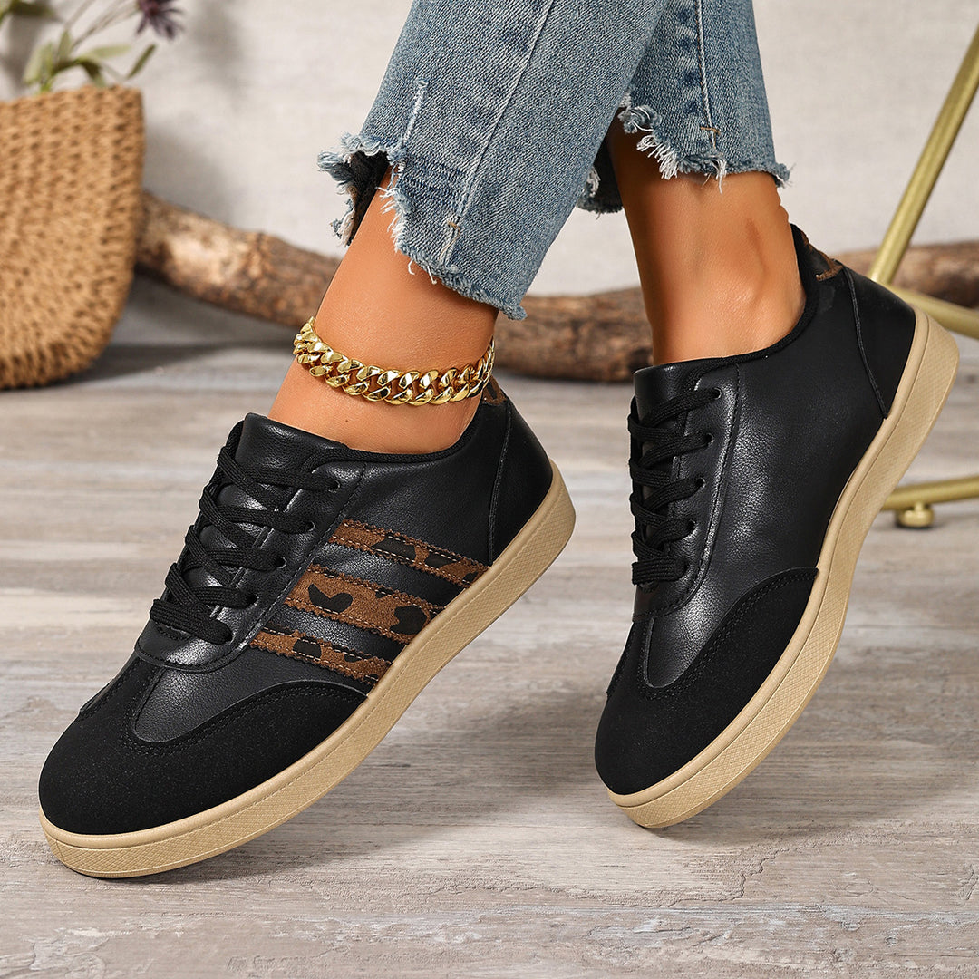 Damen Sneakers im trendigen Design mit Leopardenmuster und komfortablem Fußbett EB