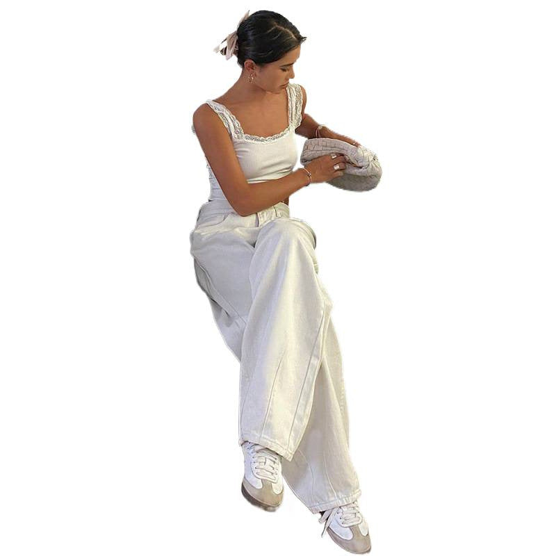 Damen Weite High-Waist Jeans im modernen Design EB