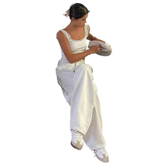 Damen Weite High-Waist Jeans im modernen Design EB