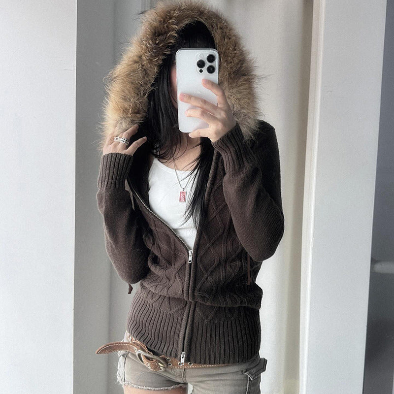 Damen nan taillierte Bomberjacke mit breitem Rippenbund, zwei Schrägtaschen und dekorativen Reißverschluss-Details EB