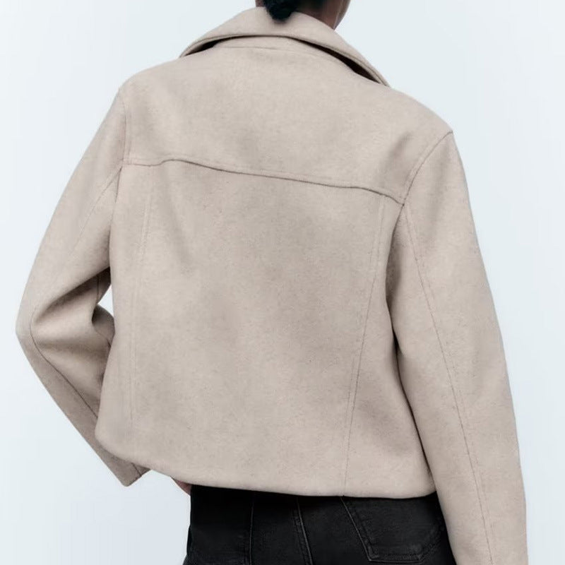 Damen modische Übergangsjacke im lässigen Stil aus weichem Material mit praktischen Taschen EB