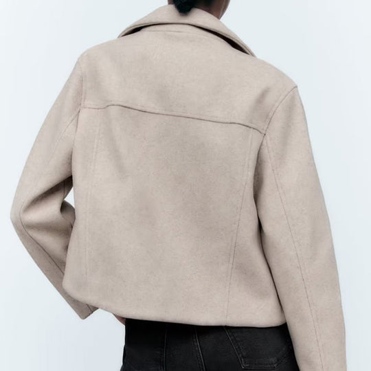 Damen modische Übergangsjacke im lässigen Stil aus weichem Material mit praktischen Taschen EB