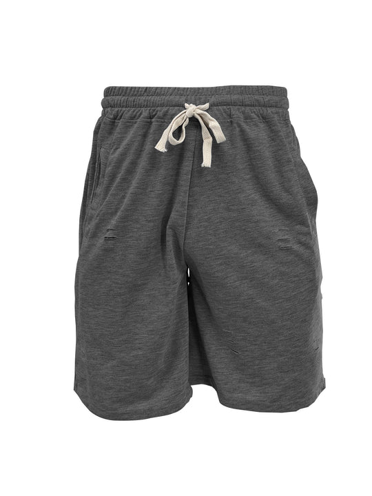 Herren nan lässige Sweatshorts mit elastischem Tunnelzugbund Eingrifftaschen und Used-Optik EB