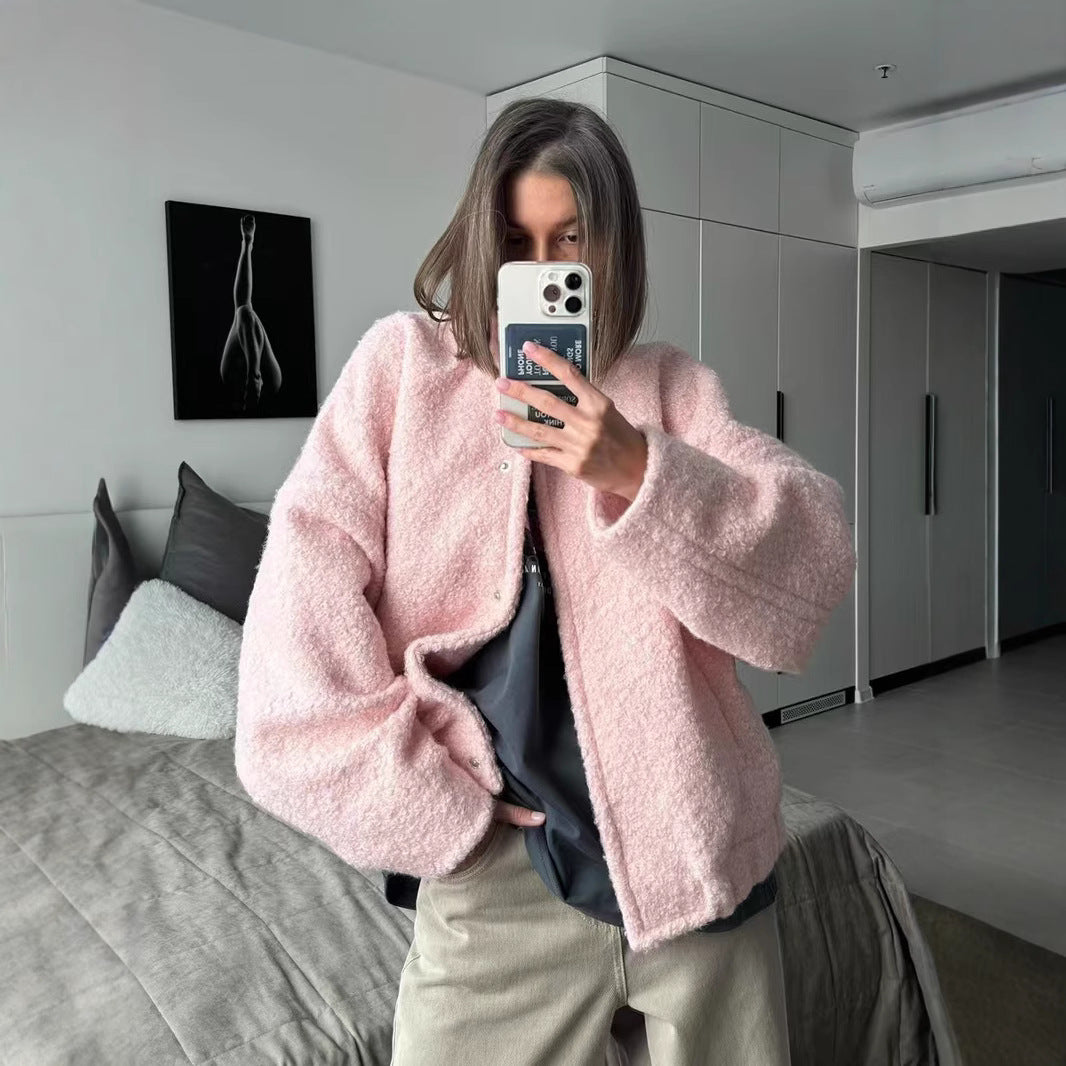 Damen Wolljacke im modernen Teddy-Stil EB