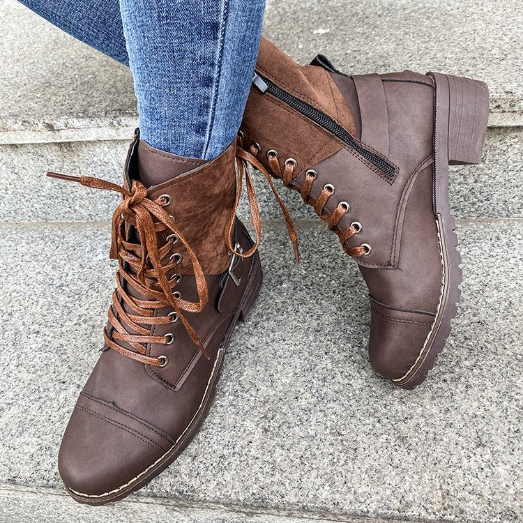 Damen Schnürstiefel mit modischen Akzenten und stabiler Profilsohle EB