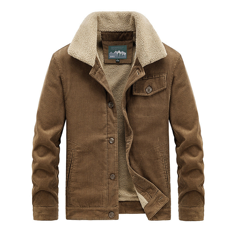 Herren Cord‑Blouson mit durchgehendem Sherpa‑Innenfutter und Umlegekragen EB