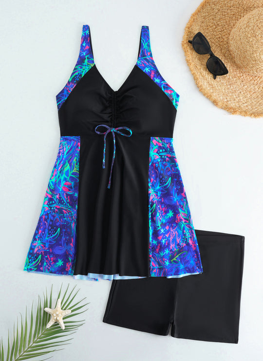 Damen Strandkleid Badeanzug mit elegantem Leopardenmuster EB