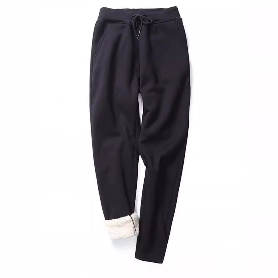 Damen nan gefütterte Thermo-Jogginghose mit Teddyfutter, elastischem Bund und Kordelzug EB