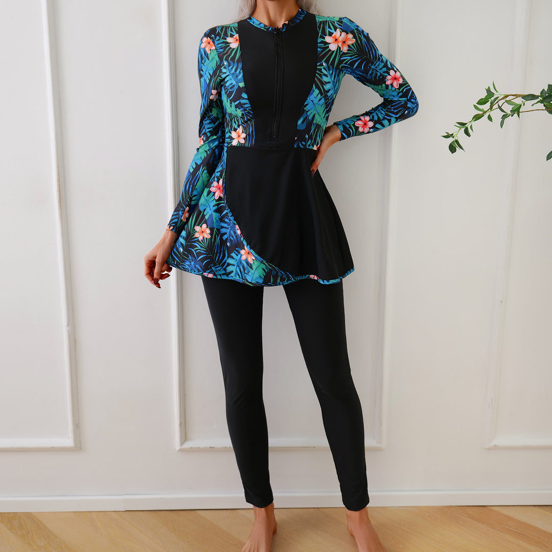 Damen Modischer Badeset mit langer Tunika und Leggings EB