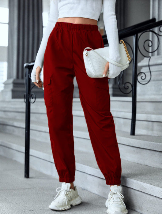 Damen Cargo-Hose im sportiven Design mit elastischem Bund und praktischen Taschen EB