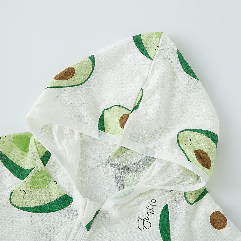 Unisex nan leichte atmungsaktive Kapuzen-Zip-Jacke aus Musselin für Babys mit Hasenmotiv EB