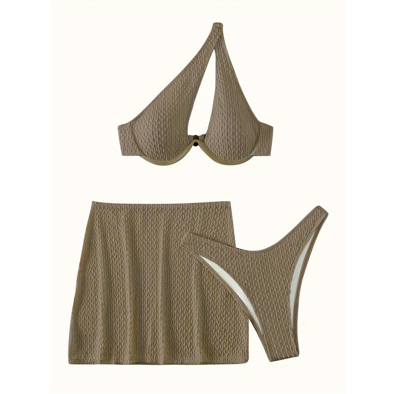 Damen Triangel-Bikini-Set mit modischem Wickelrock und innovativem Design EB