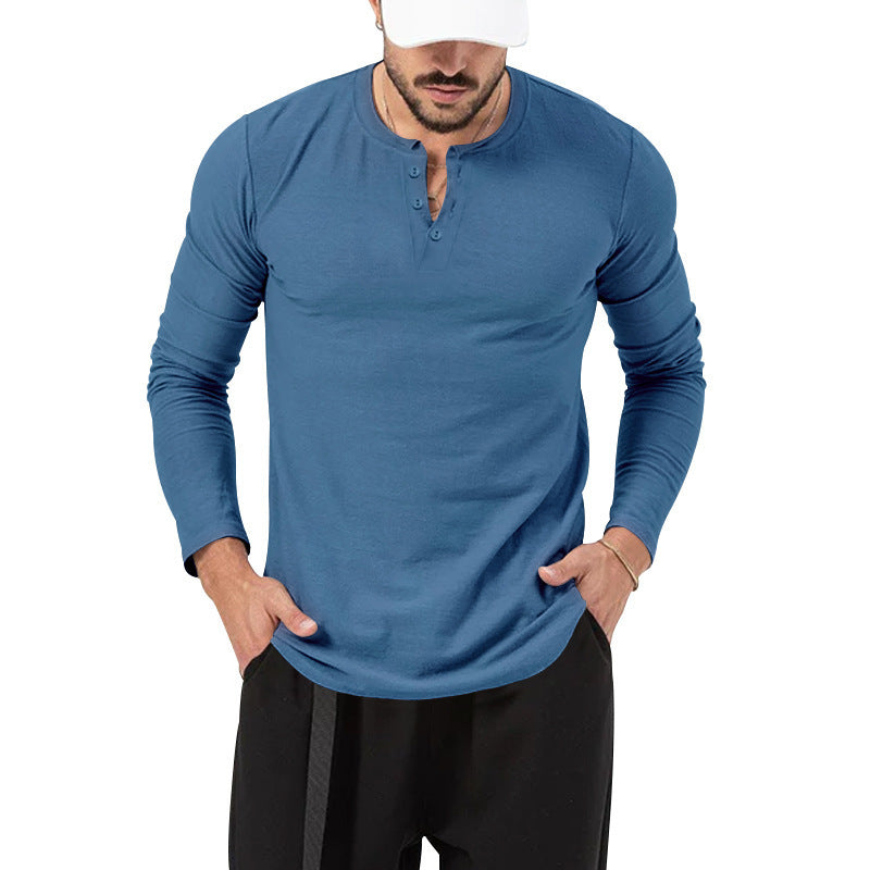 Herren Langarmshirt mit Knopfleiste und modischem Schnitt EB
