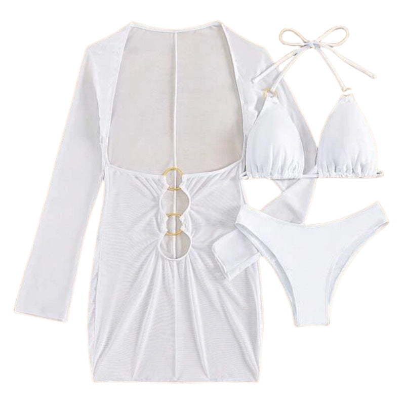 Damen Badeanzugkleid mit raffinierten Cut-Outs und langen Ärmeln EB