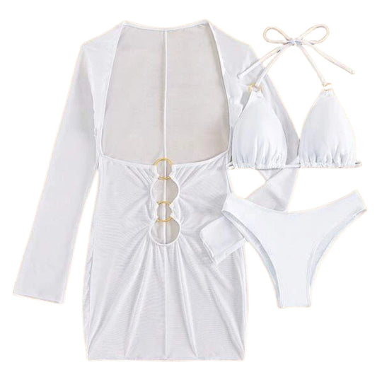 Damen Badeanzugkleid mit raffinierten Cut-Outs und langen Ärmeln EB