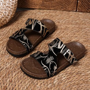 Damen komfortable Riemchensandalen mit modischem Schriftzug EB