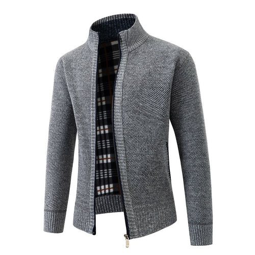 Herren Strickjacke mit modernem Stehkragen und praktischen Seitentaschen EB