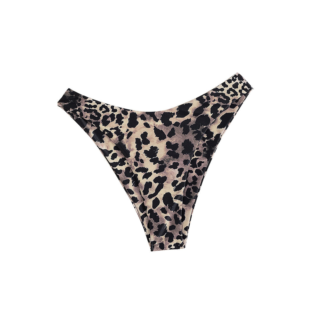 Damen Hochgeschnittener Bikini-Unterteil mit animalischem Muster EB