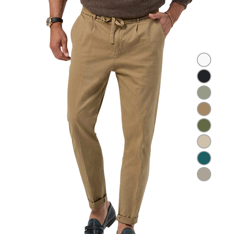 Herren nan leichte Leinenhose mit Kordelzug und schmaler Passform EB