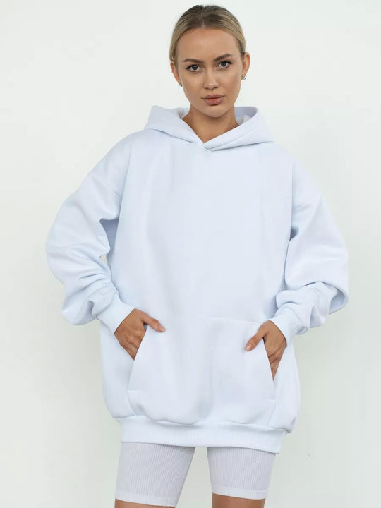Damen Kuscheliger Oversized Hoodie mit Kängurutasche EB