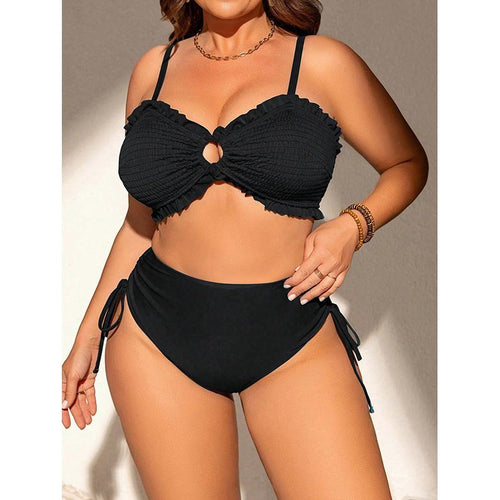 Damen Bandeau-Bikini mit Rüschendetails und verstellbaren Trägern EB