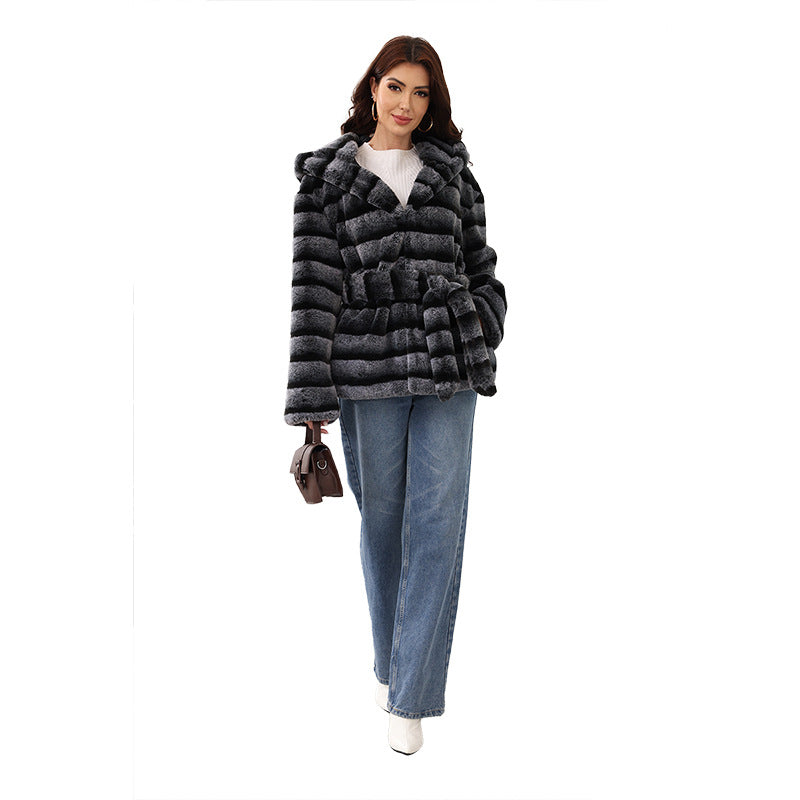 Damen kuschelige Kunstfelljacke EB