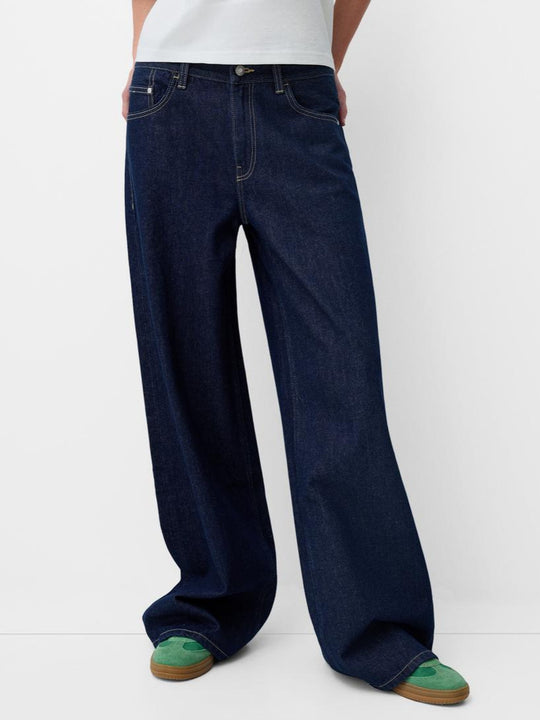 Damen Weite High-Waist Jeanshose im trendigen Schnitt EB