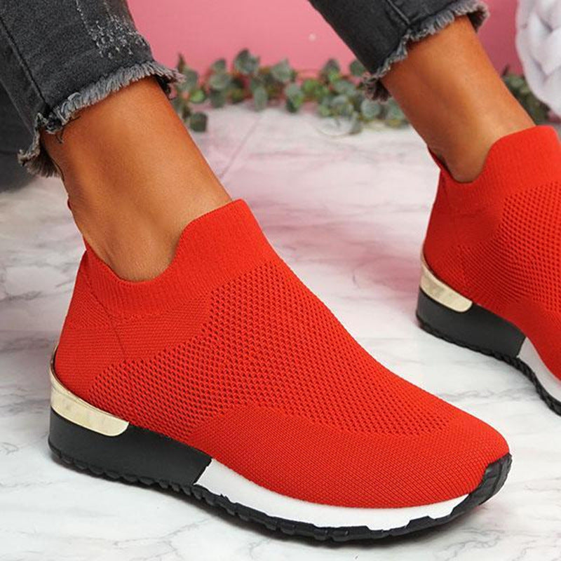 Damen modische Strick-Sneaker mit atmungsaktivem Obermaterial EB