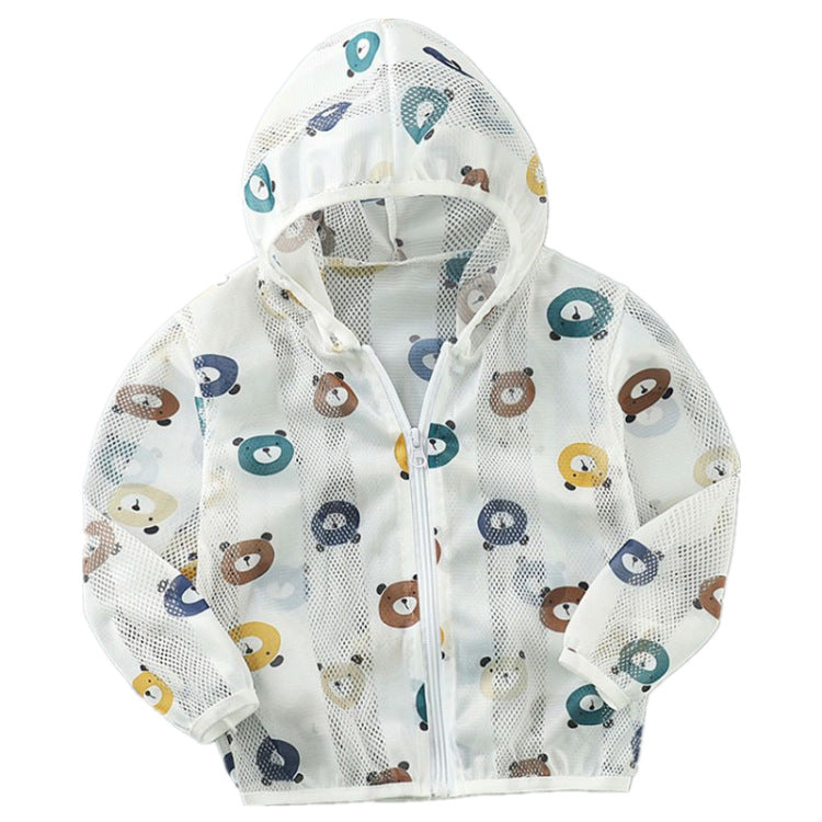 Unisex nan leichte kapuzen mesh sonnenschutzjacke mit süßem bärendruck EB