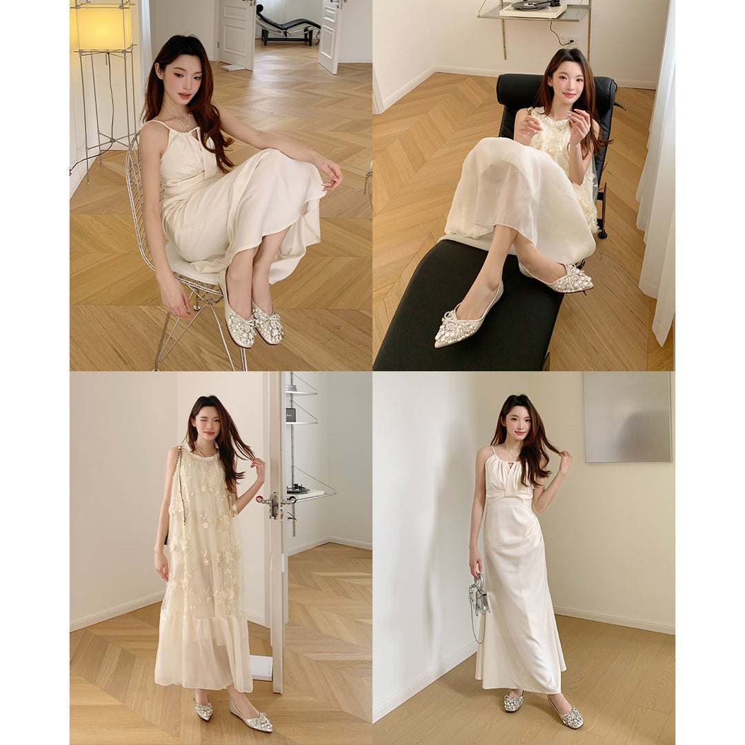 Damen Ballerinas mit funkelndem Strassbesatz und eleganter Schleife EB
