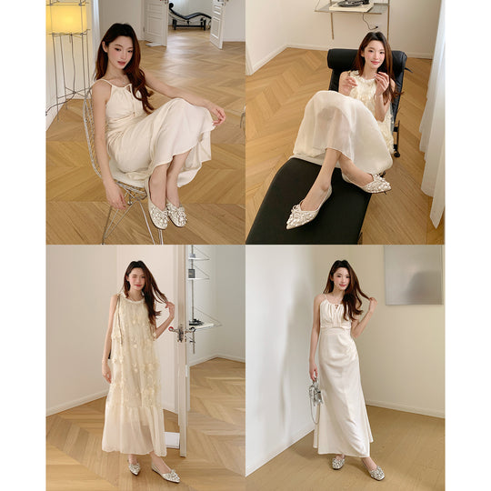 Damen Ballerinas mit funkelndem Strassbesatz und eleganter Schleife EB