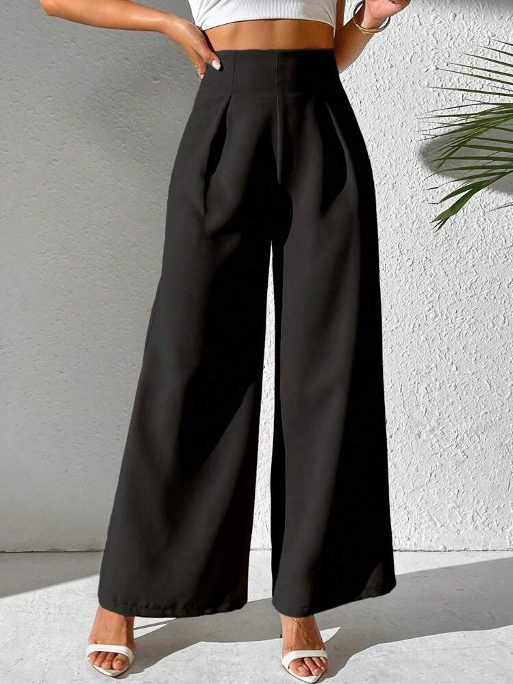 Damen Weite Palazzo-Hose mit elegantem Schnitt und hohen Taillenbund EB
