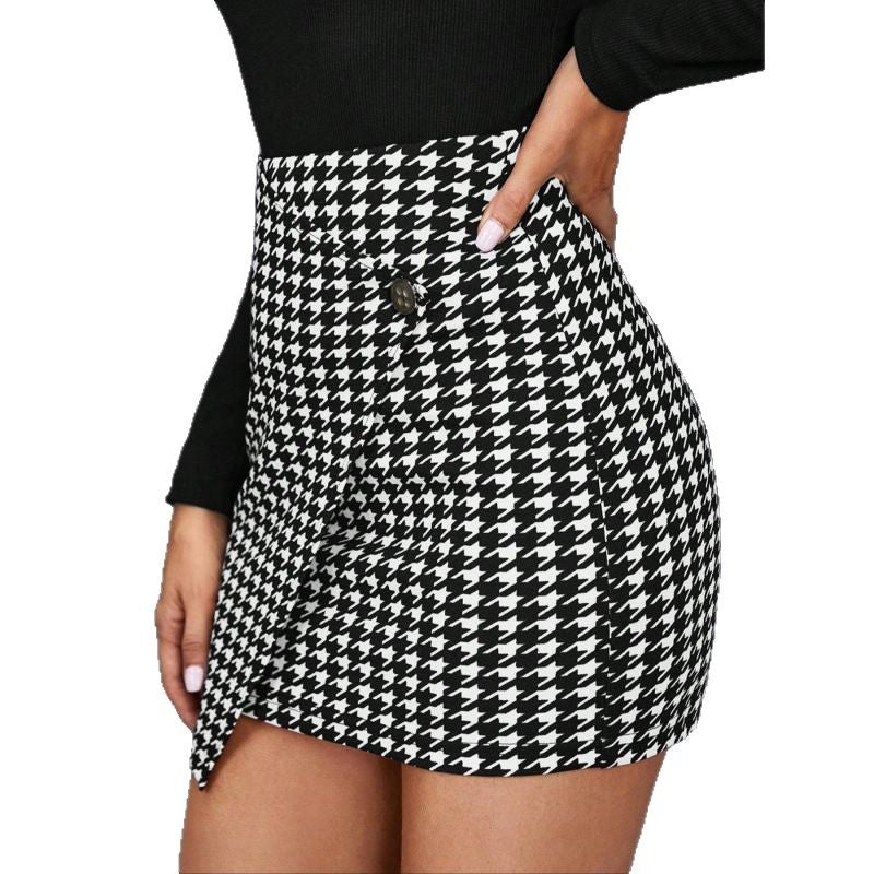 Damen Minirock mit asymmetrischem Schnitt und Knöpfen EB