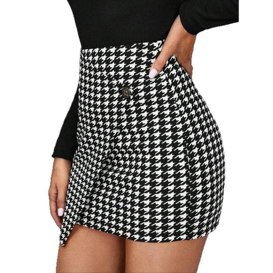 Damen Minirock mit asymmetrischem Schnitt und Knöpfen EB