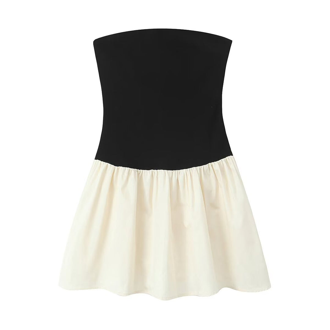 Damen Trägerloses Kleid mit ausgestelltem Rock EB