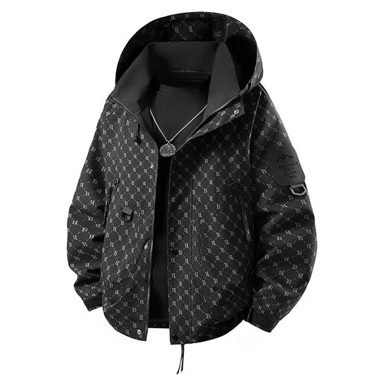Herren wind- und wasserdichte Softshell-Outdoorjacke mit verstaubarer Kapuze, Utility-Taschen und verstellbaren Bündchen EB