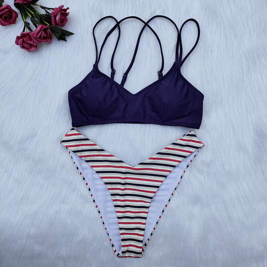 Damen Triangel-Bikini mit mehrfachen Trägern EB