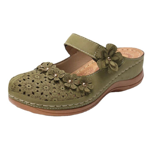 Damen-Clogs mit floralem Design und verstellbarem Riemen EB