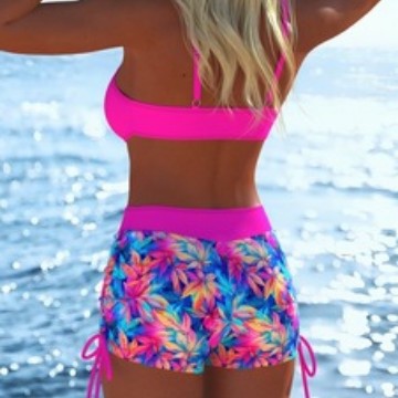 Damen modischer Bikini-Set mit Schößchen und verstellbarem Träger EB