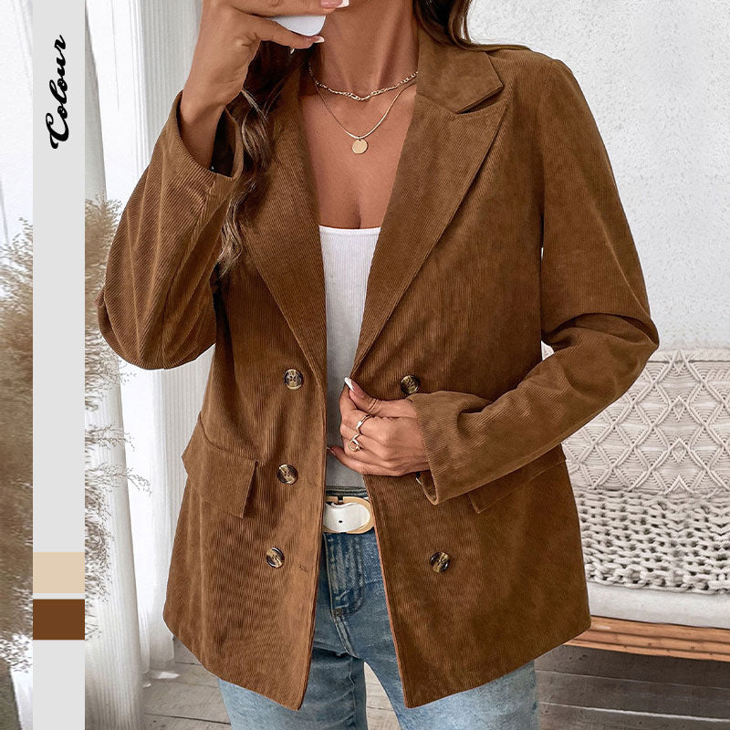 Damen modischer Rippenstoff Blazer mit elegantem Schnitt EB