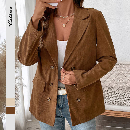 Damen modischer Rippenstoff Blazer mit elegantem Schnitt EB