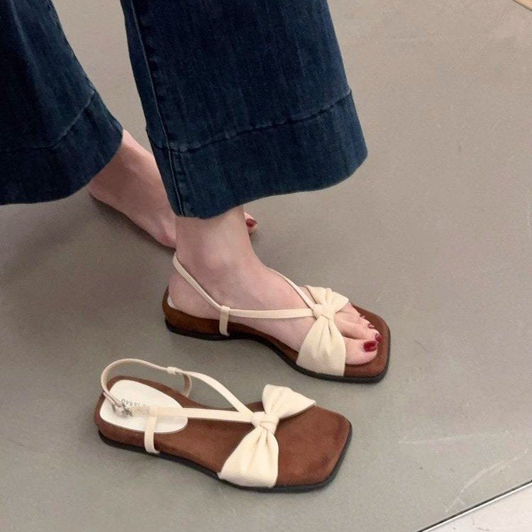 Damen elegante Sandalen mit dekorativem Schleifendetail und rutschfester Sohle EB