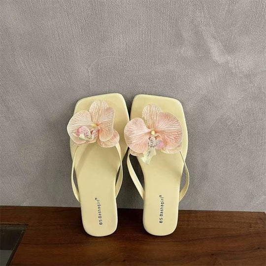 Damen Flip-Flops mit floralem Applikationsdesign EB