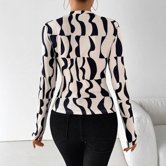 Damen Langarmshirt mit modischem Muster EB