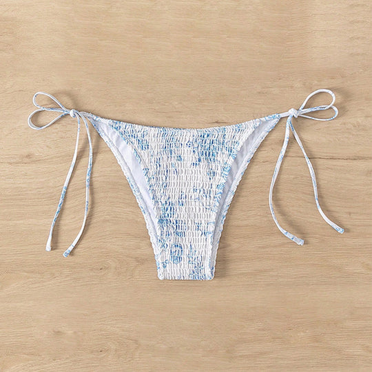 Damen Bikinihöschen mit Rüschen und verstellbaren Bindebändern EB