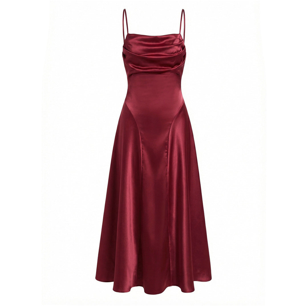 Damen Maxikleid mit eleganter Drapierung und feinem Satin-Finish R&B