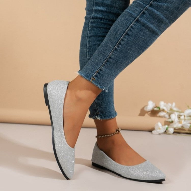 Damen Glitzernde Ballerinas mit elegantem Schnitt EB