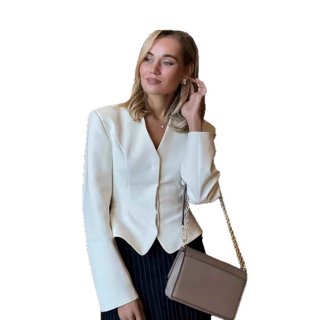 Damen modische Blazerjacke mit tailliertem Schnitt und eleganten Details EB
